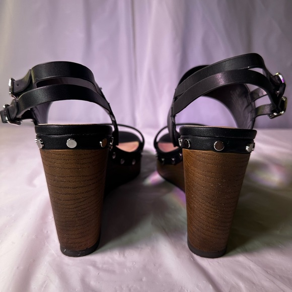 Black Wedge Sandals with Studded Detail - Picture 7 of 9